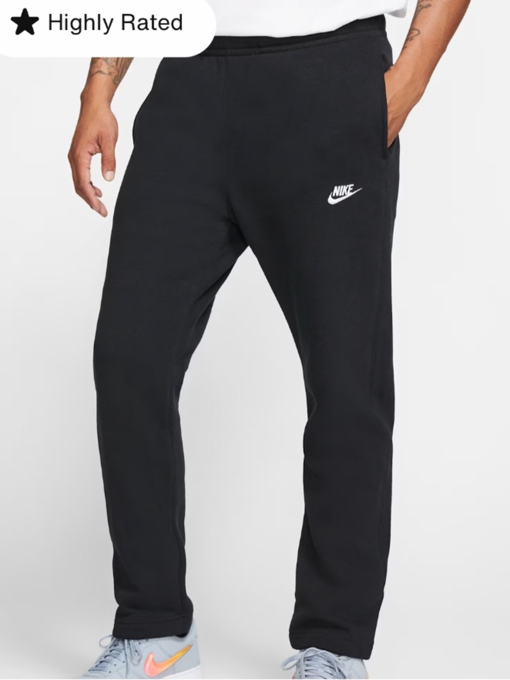 Nike Black Men's Fleece Joggers with White Swoosh